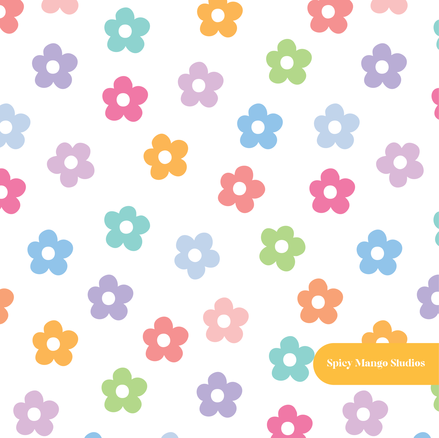 Colorful Daisies Seamless Pattern – Digital Download