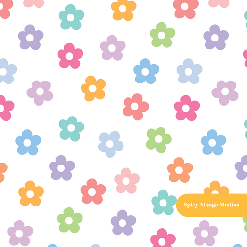 Colorful Daisies Seamless Pattern – Digital Download