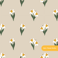 Beige Daffodil Floral Seamless Pattern