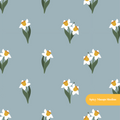 Dusty Blue Daffodil Floral Seamless Pattern