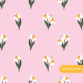 Pink Daffodil Floral Seamless Pattern
