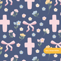 Navy Faith Floral Seamless Pattern