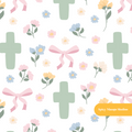 White Faith Floral Seamless Pattern