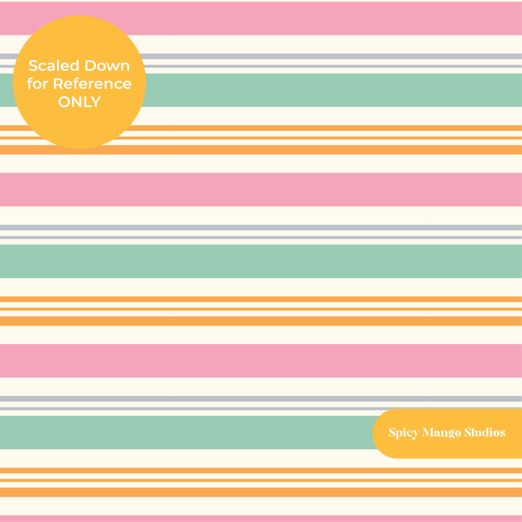 Pink and Green Summer Stripe Medley Striped Seamless Pattern (Instant Download)