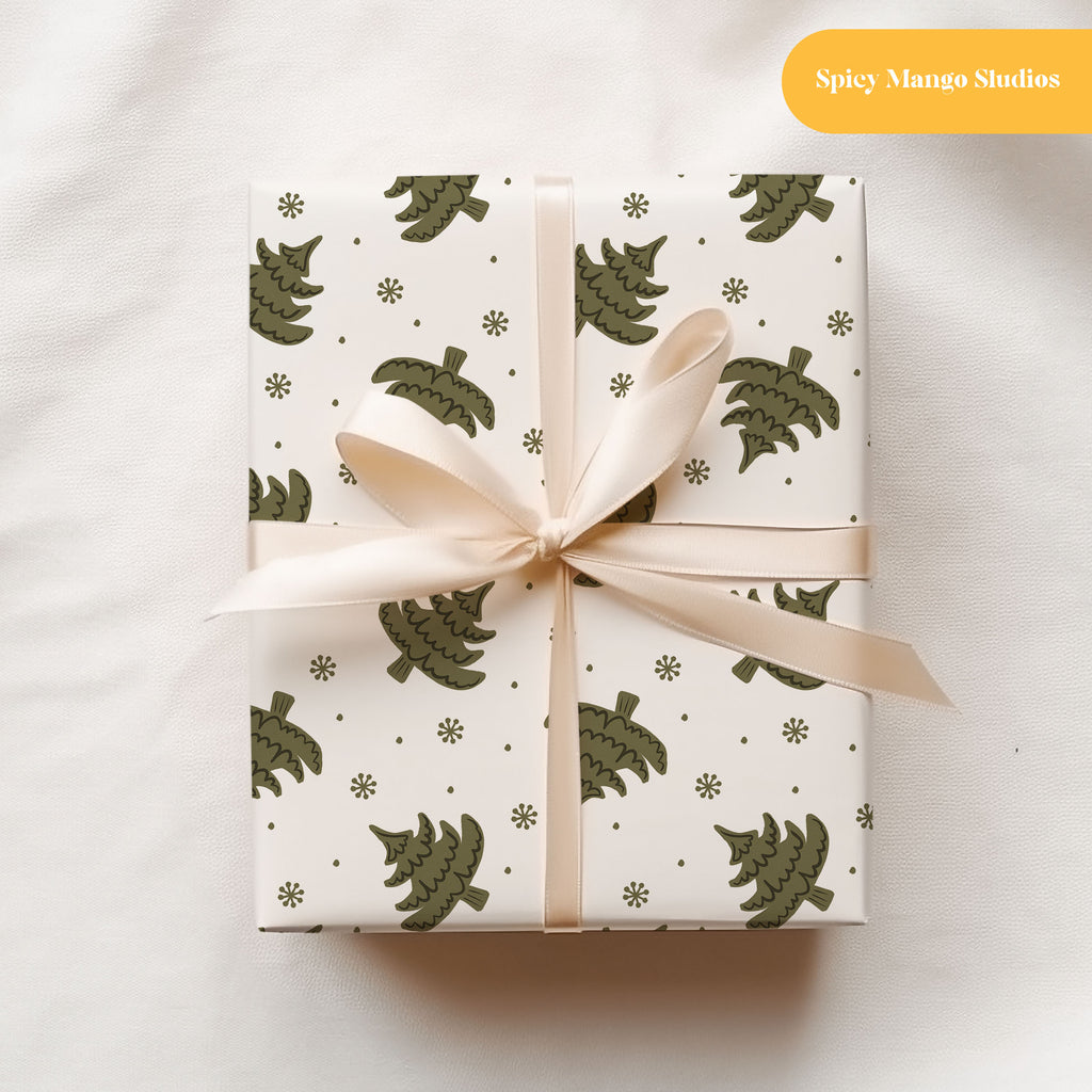 White Forrest Pine Seamless Pattern