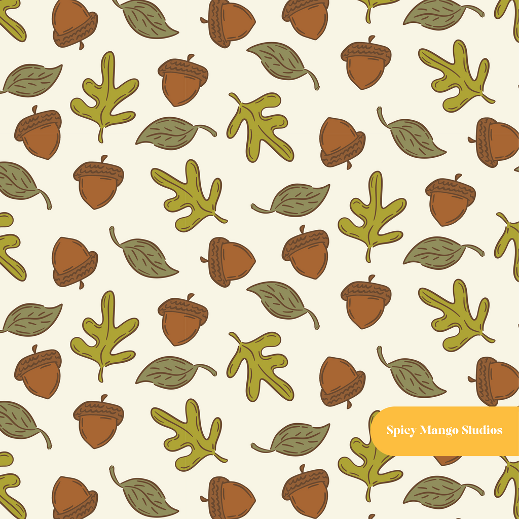 Neutral Acorns Seamless Pattern