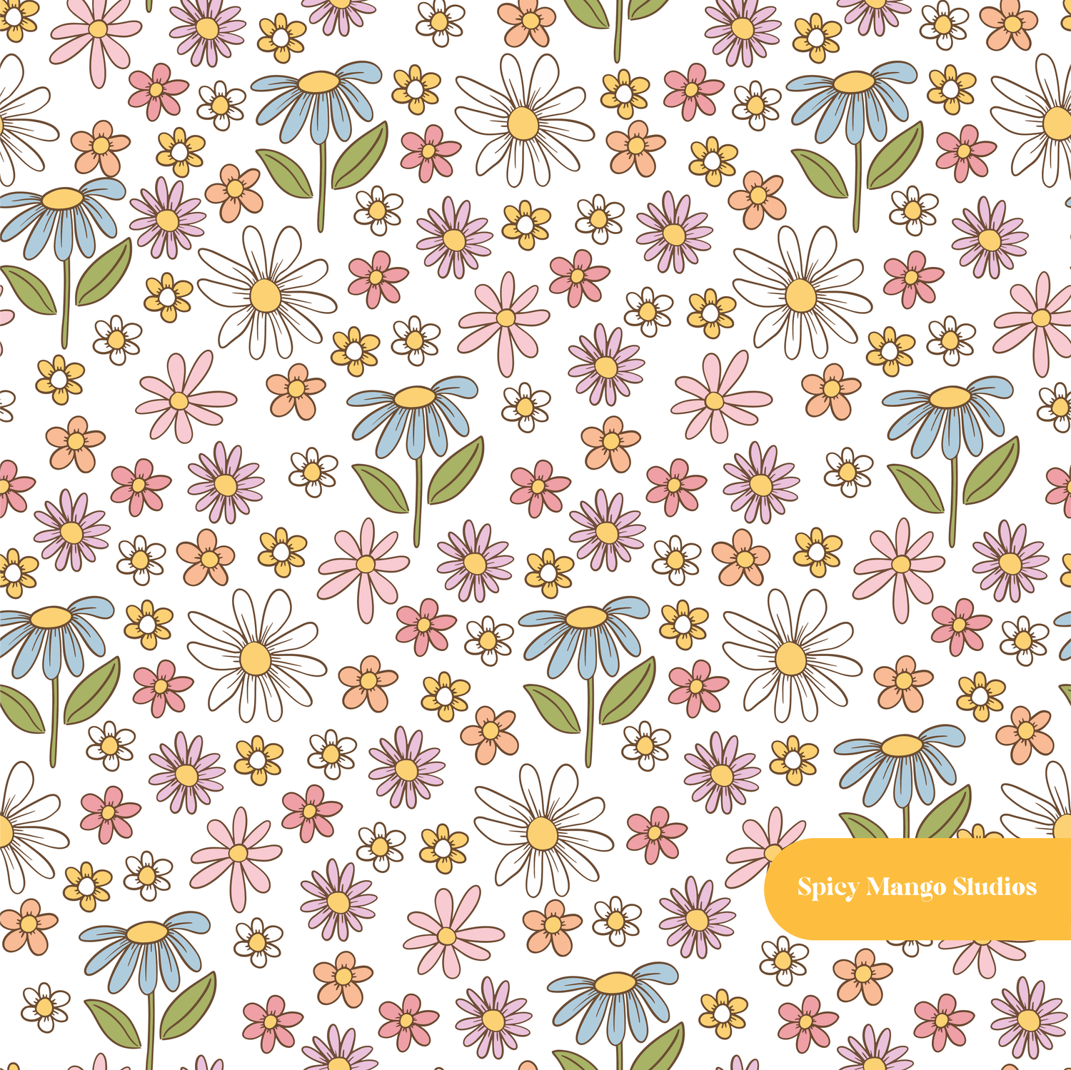 White Adelaide Floral Seamless Pattern