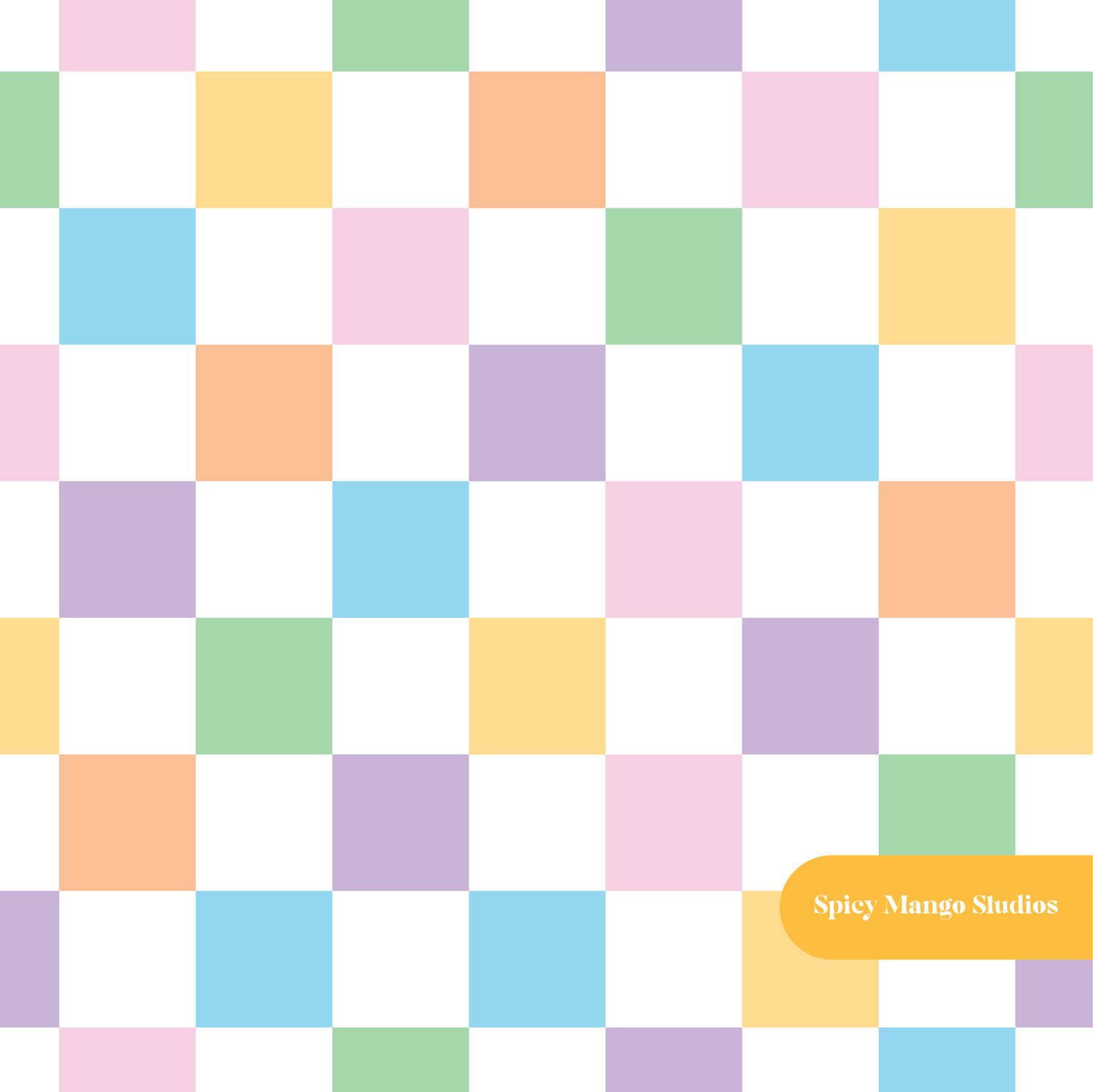 Pastel Alana Rainbow Checker Seamless Pattern