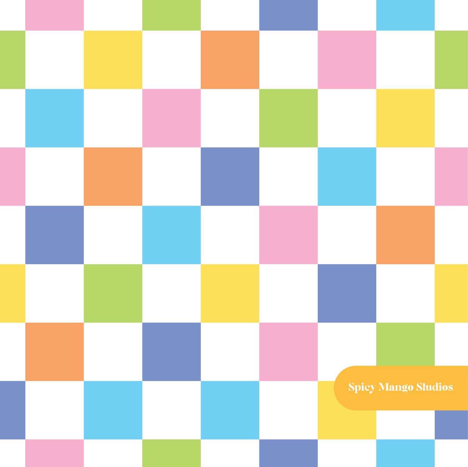 Retro Alana Rainbow Checker Seamless Pattern