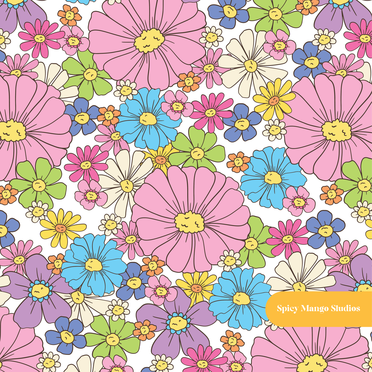 Retro Alana Floral Seamless Pattern