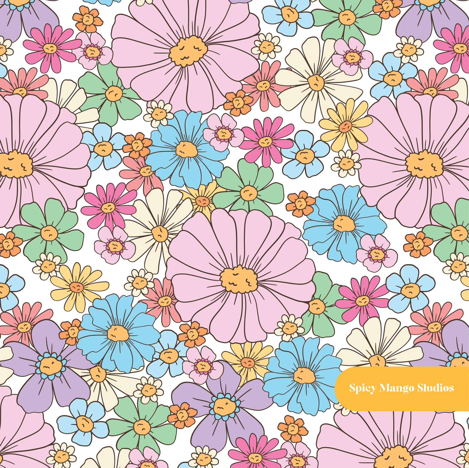 White Alana Floral Seamless Pattern