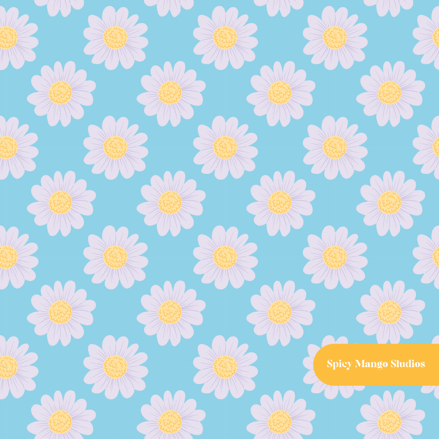 Blue April Floral Seamless Pattern