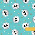 Aqua Astro Skulls Seamless Pattern