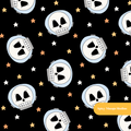 Black Astro Skulls Seamless Pattern
