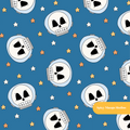Blue Astro Skulls Seamless Pattern