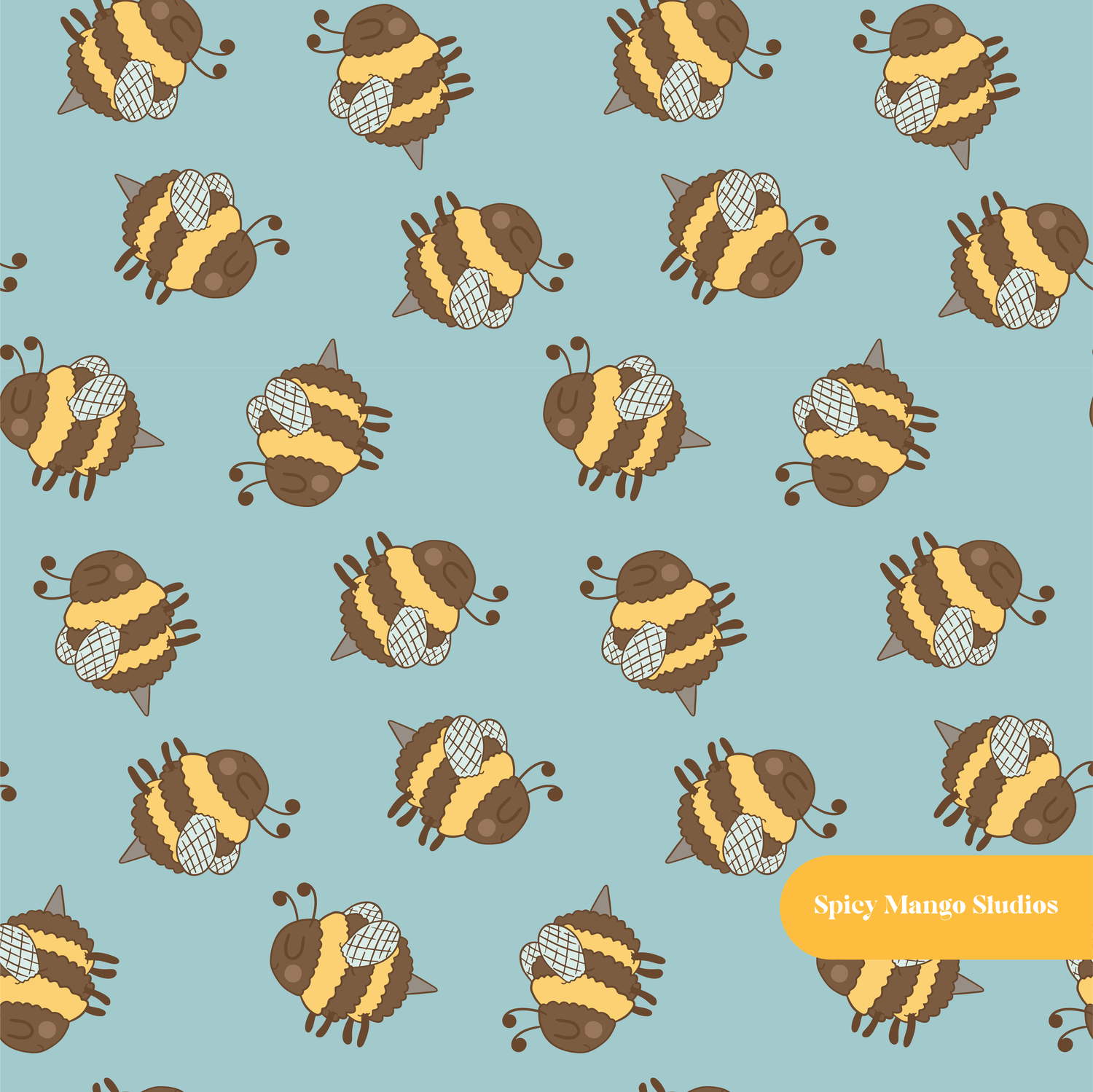 Dusty Blue Buzzy Seamless Pattern