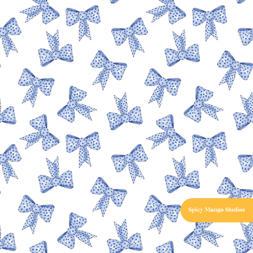 Blue Watercolor Bow Seamless Pattern