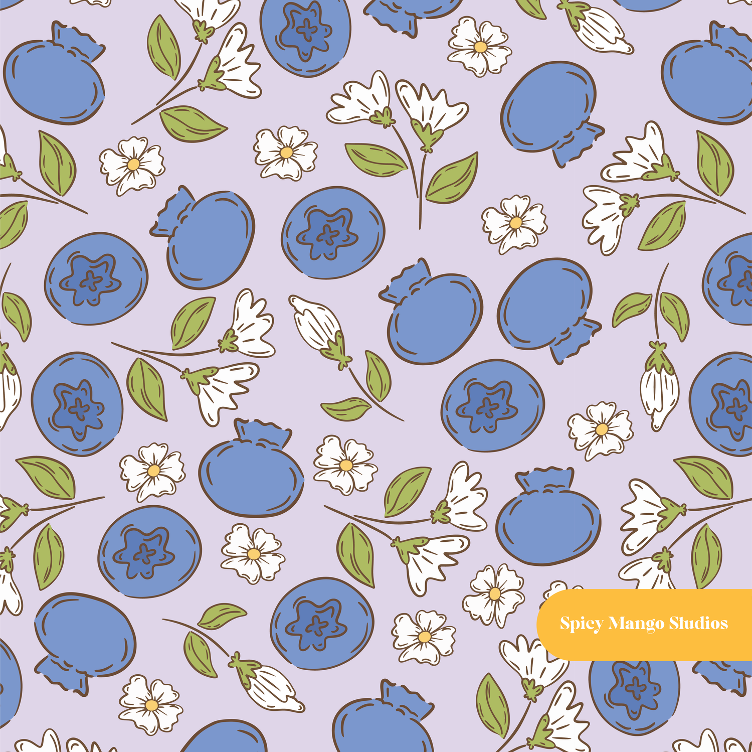Lavender Blueberry Bliss Seamless Pattern – Digital Download