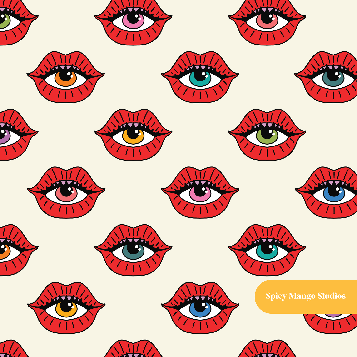Off White Bisou Bisou Seamless Pattern – Digital Download