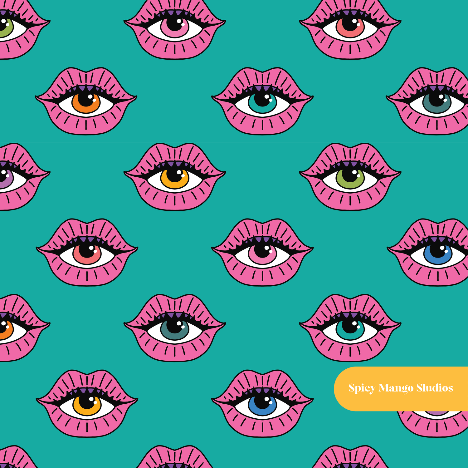 Teal Bisou Bisou Seamless Pattern – Digital Download