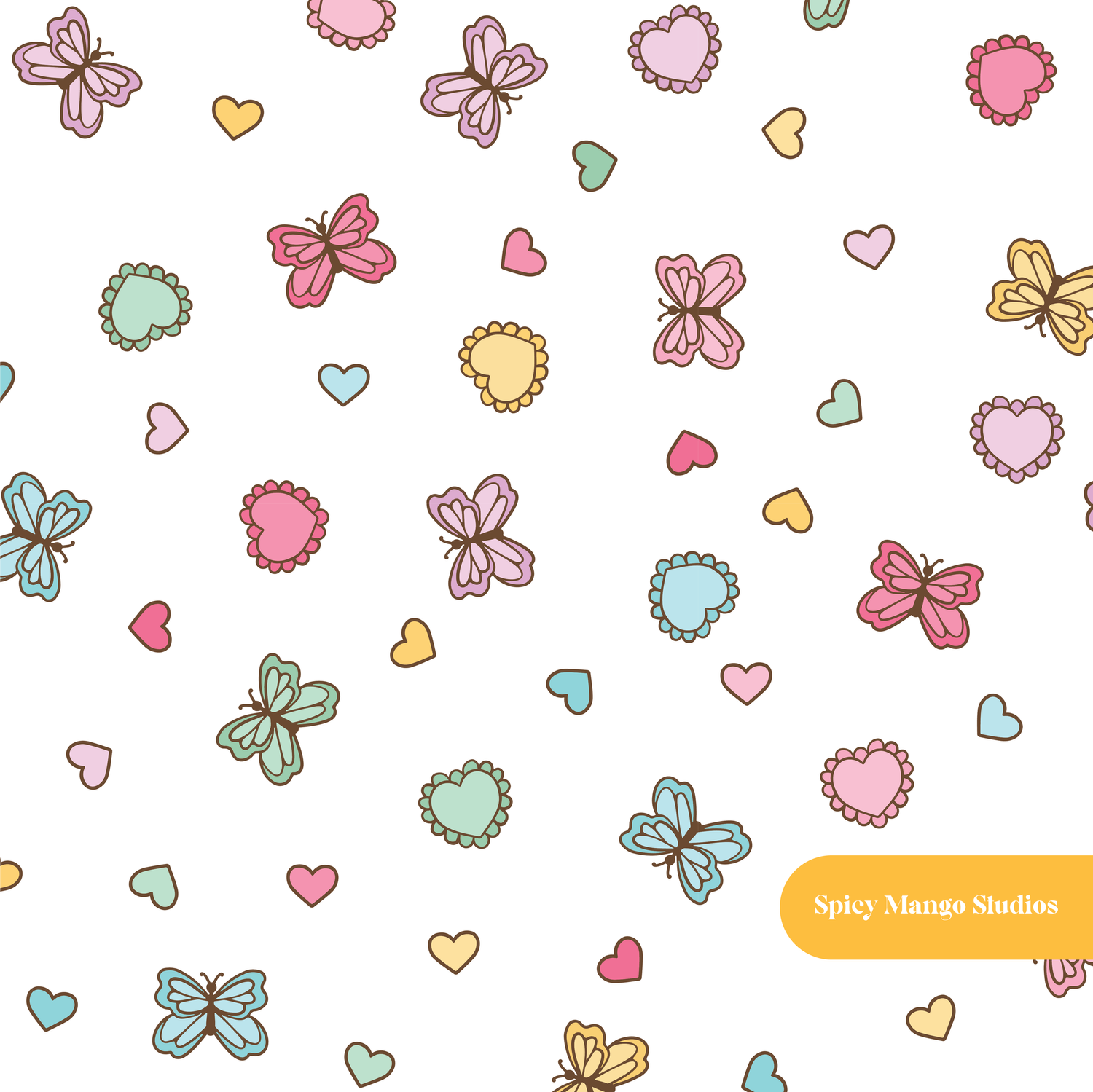 White Butterfly Medley Seamless Pattern