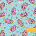 Aqua Butterfly Popsicle Seamless Pattern