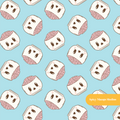 Light Blue Brainy Halloween Seamless Pattern