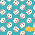 Teal Brainy Halloween Seamless Pattern