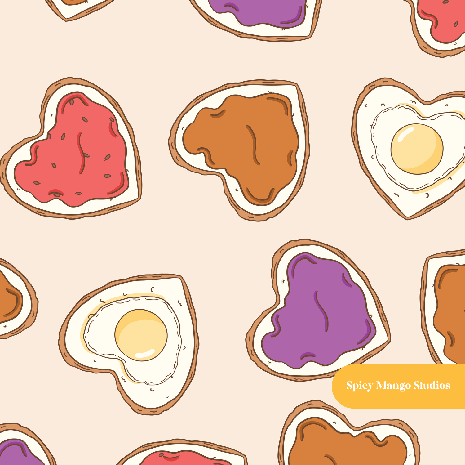 Neutral Breakfast Time Seamless Pattern – Digital Download