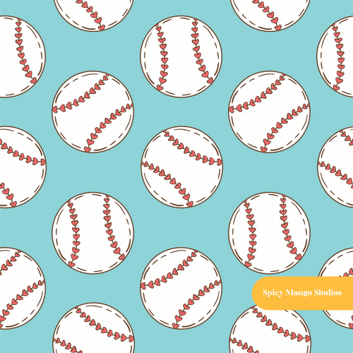 Aqua Baseball Seamless Pattern