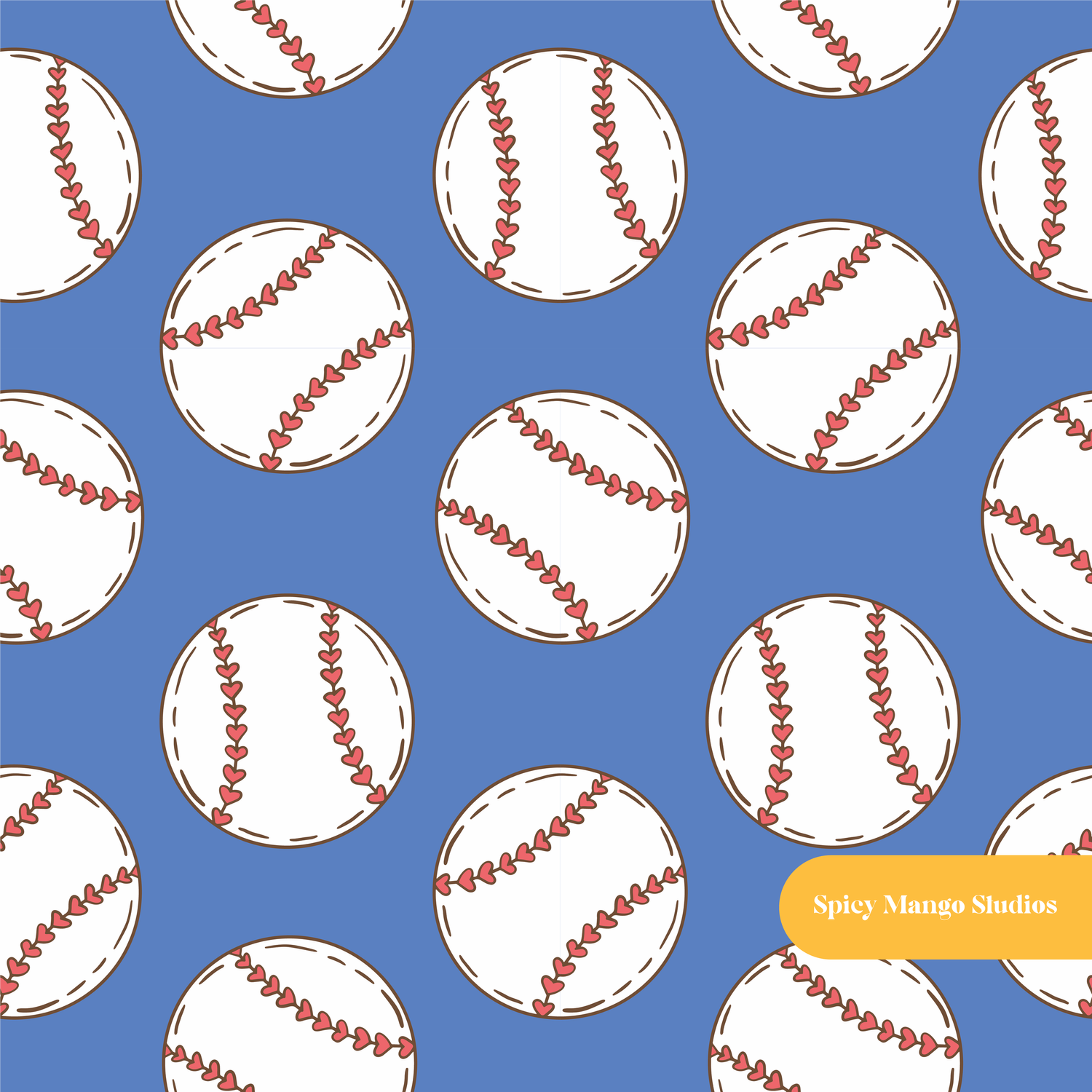 Dug Out Blue Baseball Seamless Pattern