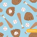 Blue Baseball Medley Seamless Pattern
