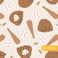 Neutral Baseball Medley Seamless Pattern