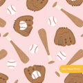 Pink Baseball Medley Seamless Pattern