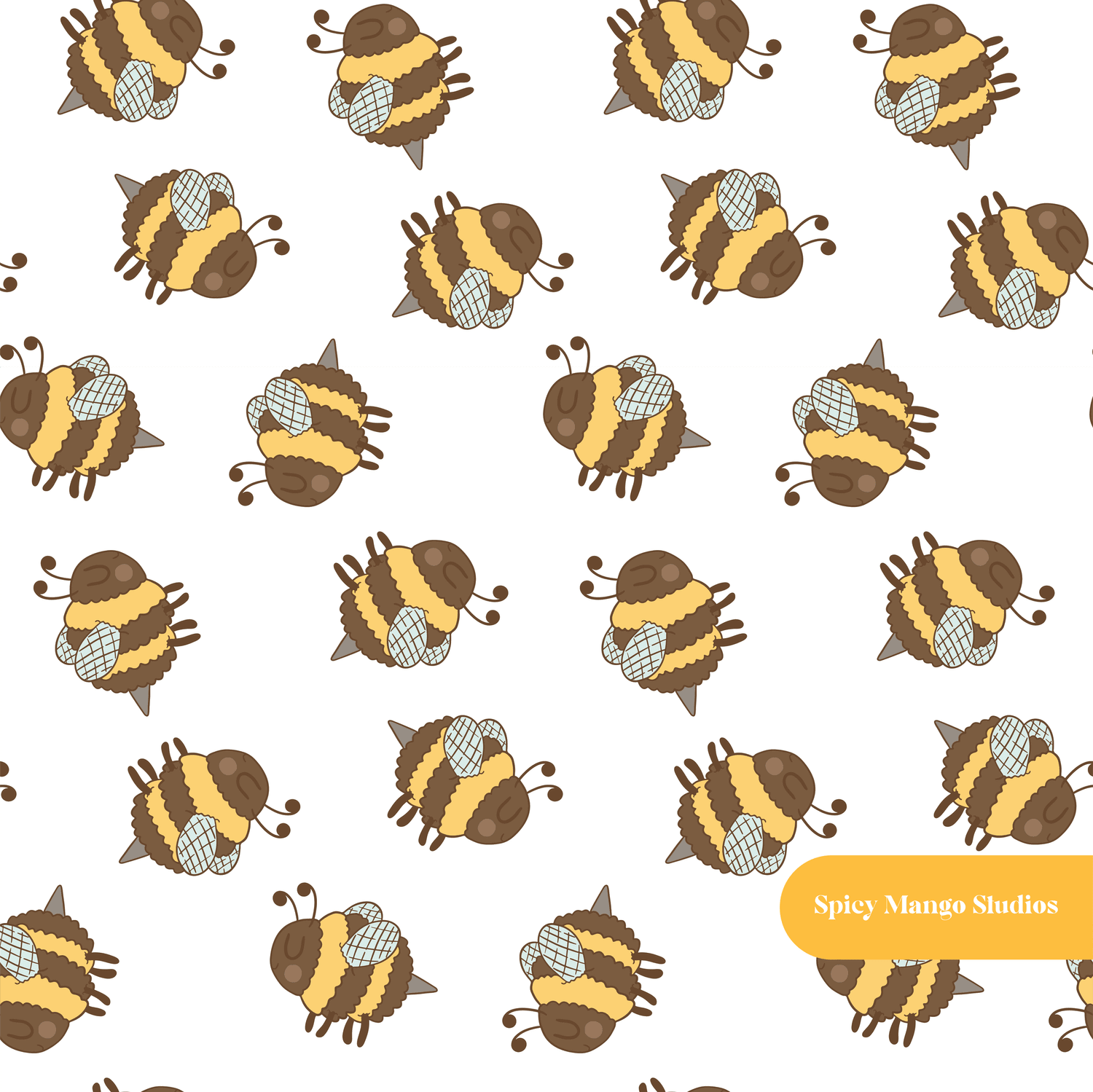 White Buzzy Seamless Pattern
