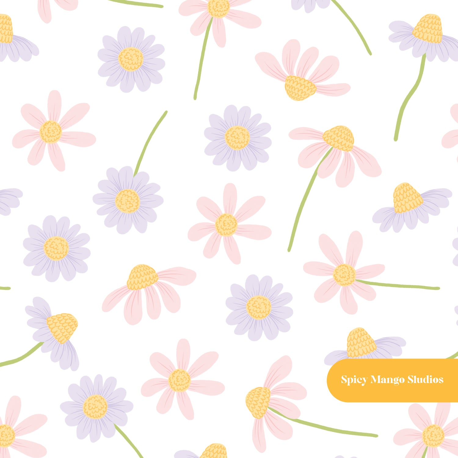 White Camilla Floral Seamless Pattern