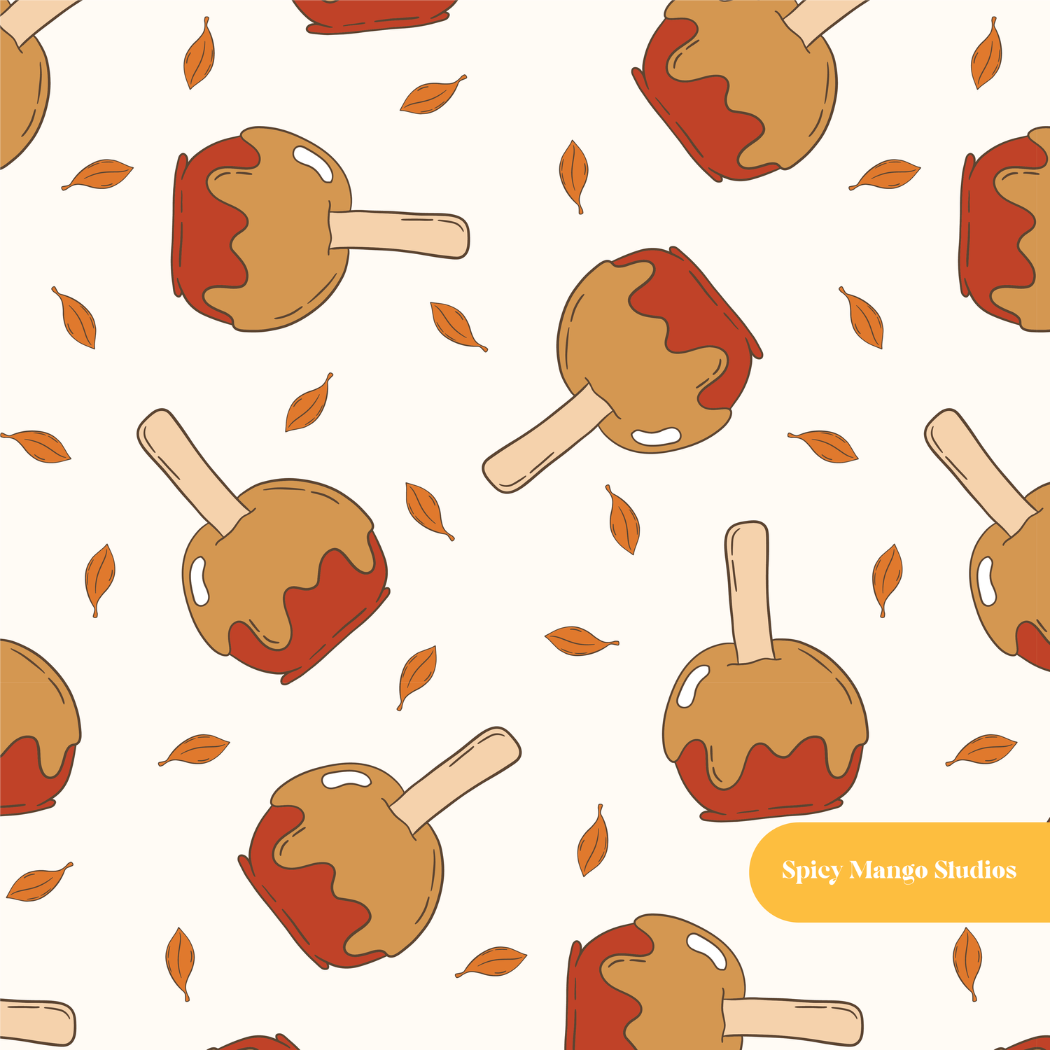 Neutral Caramel Apple Seamless Pattern – Digital Download