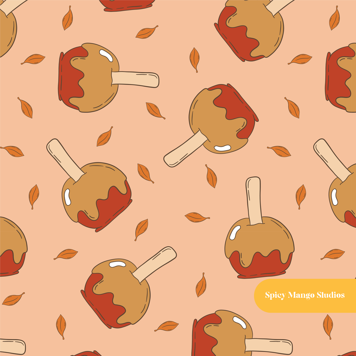 Pumpkin Spice Caramel Apple Seamless Pattern – Digital Download