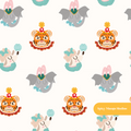 Neutral Vintage Circus Neutral Seamless Pattern