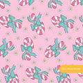 Pink Candy Cane Bow Seamless Pattern