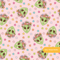 Pink Celestial Alien Seamless Pattern – Digital Download