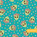 Teal Celestial Alien Seamless Pattern – Digital Download