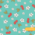 Aqua Cherry Dreams Seamless Pattern
