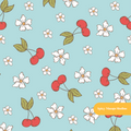 Dusty Blue Cherry Dreams Seamless Pattern
