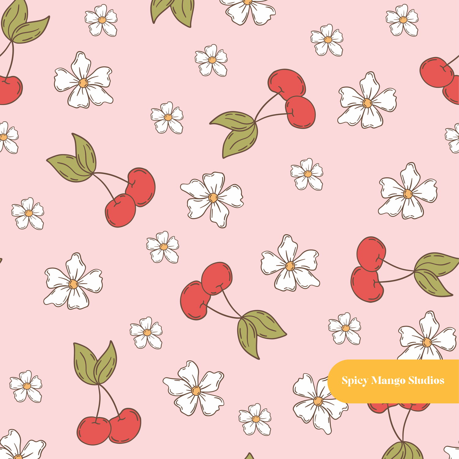 Pink Cherry Dreams Seamless Pattern
