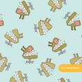 Light Aqua Chomper Halloween Seamless Pattern