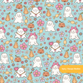 Blue Costume Party Halloween Seamless Pattern