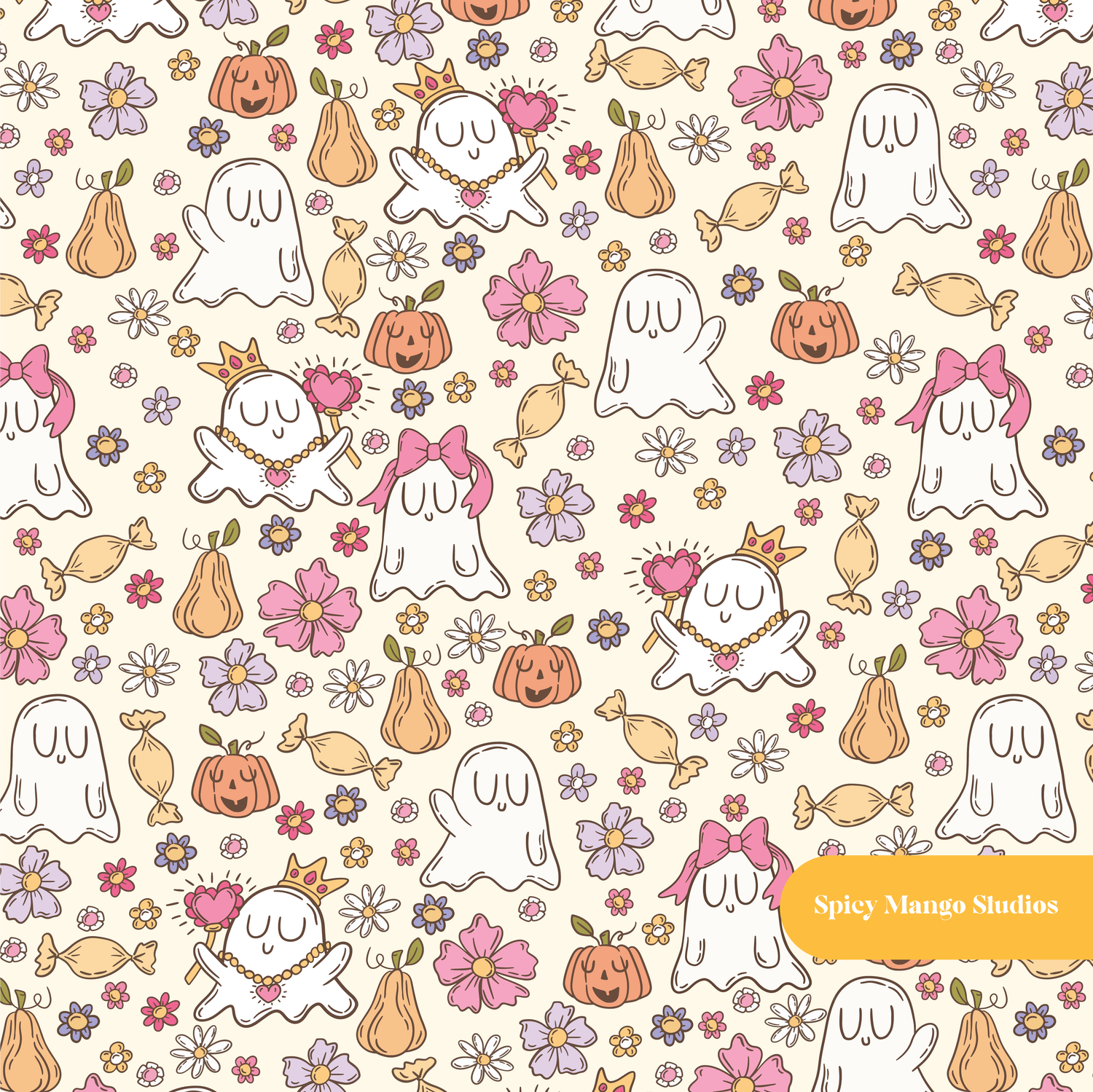 Off White Costume Party Halloween Seamless Pattern