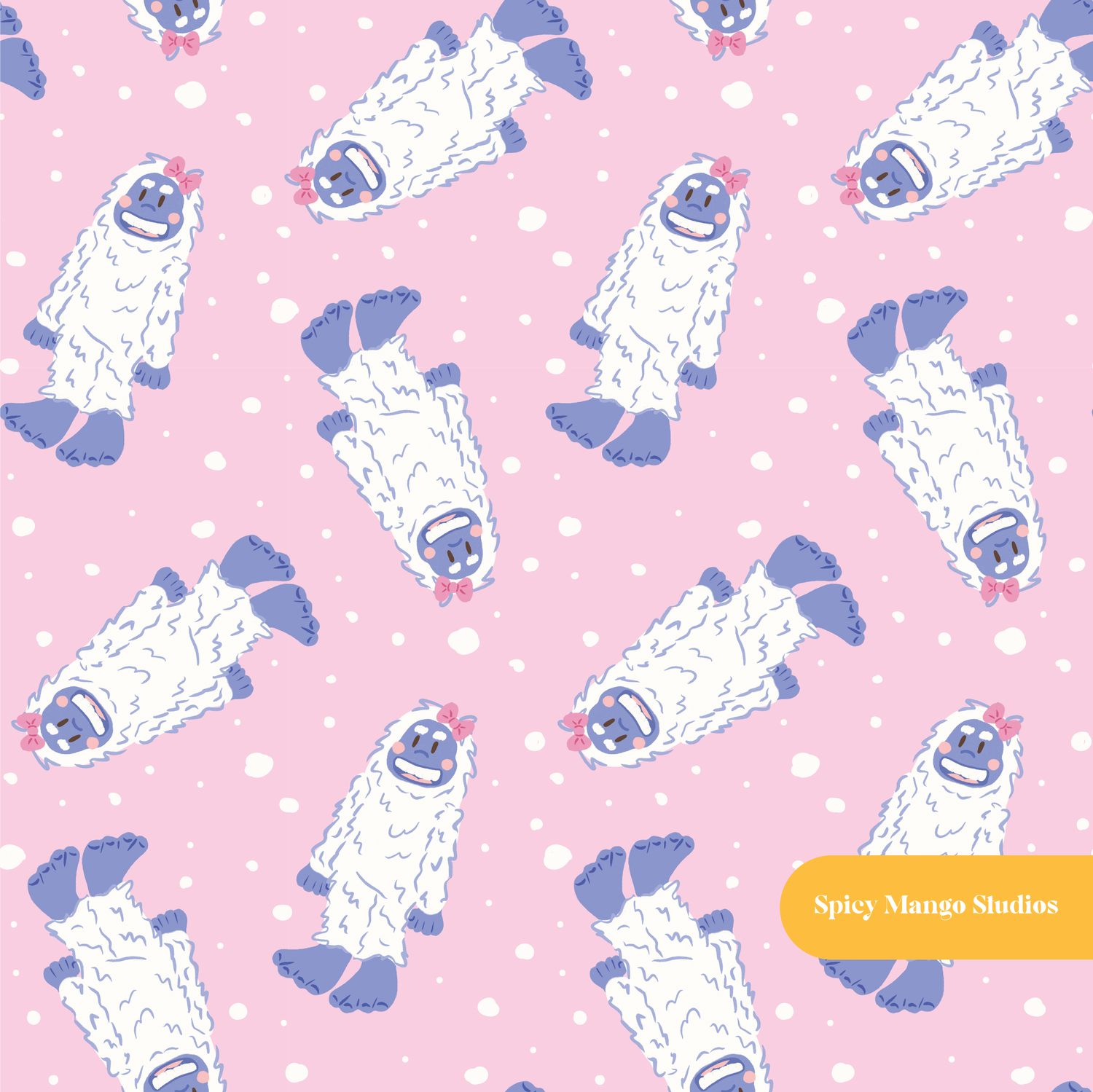 Pink Coco the Yeti Seamless Pattern – Digital Download