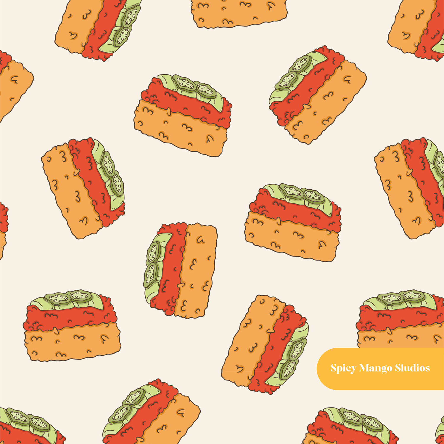 Oatmeal Crispy Rice Seamless Pattern – Digital Download